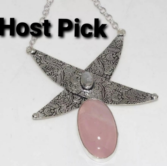 Handmade Jewelry - New Rose Quartz, Rainbow Moonstone Silver Necklace